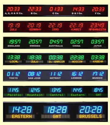 led digital time zone clocks