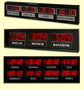 led digital time zone clocks