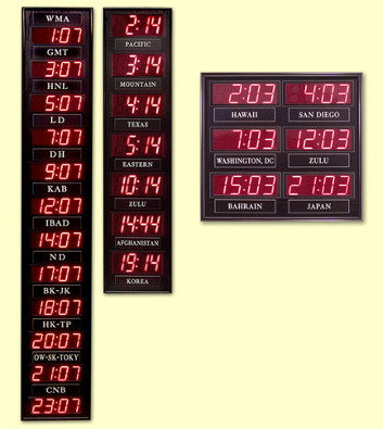 led digital time zone clocks