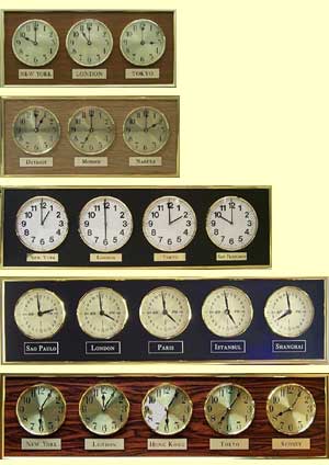 Product Listing Multiple Time Zone Wall Clocks