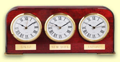 THREE DIAL TIME ZONE DESK CLOCK